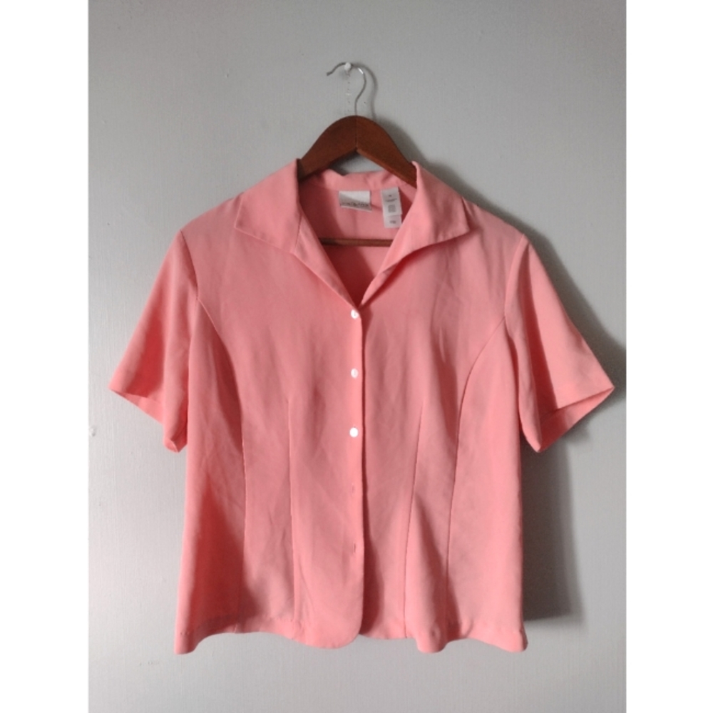Vintage Villager Liz Claiborne Co. Button Front Short Sleeve Blouse Top